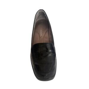 Aerosoles Final Exam Black Croc Wedge Loafers 6.5